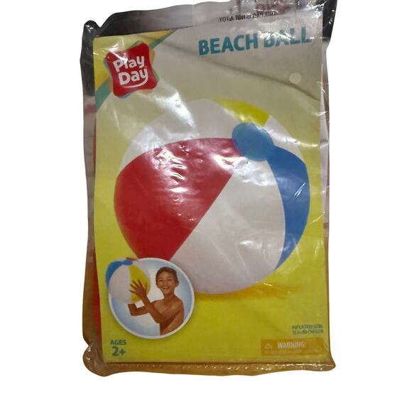 Play Day Multi-color Beach Ball 20 Inflatable Summertime Blow Up - Picture 1 of 3
